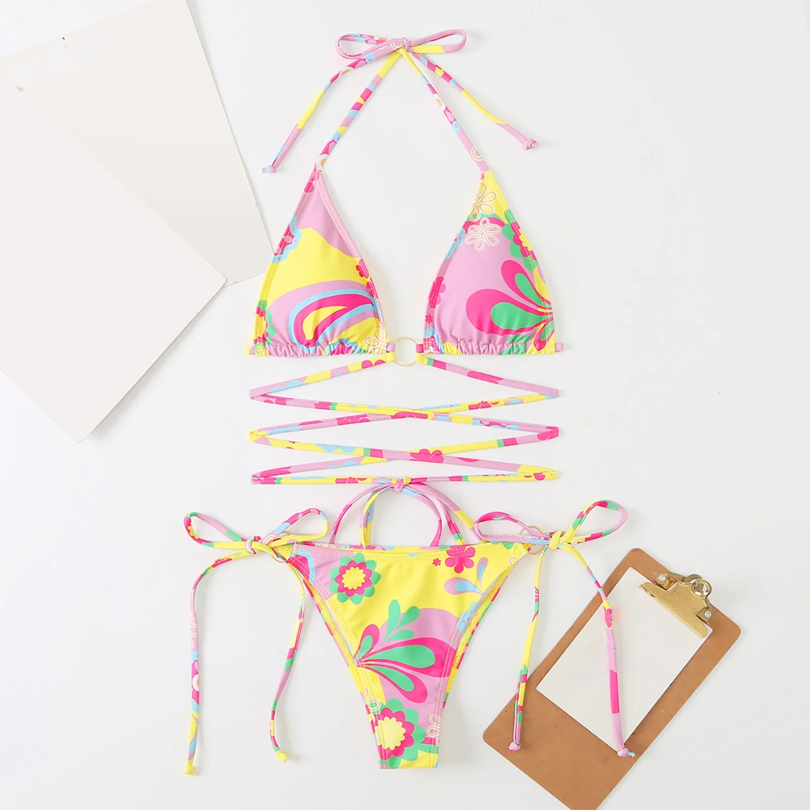 

Swim Tops for Women Swimwear Set Beachwear Push-Up Swimsuit Bandage Sports Swimsuits for Women with Zipper in Back