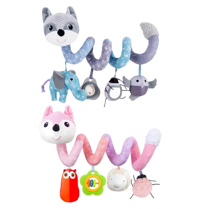 

Car Seat Toys For Infants Hanging Spiral Soft Toys Kid Crib Cot Pram Stroller Car Seat Teething Toys Cartoon Cloud Moon Pendant