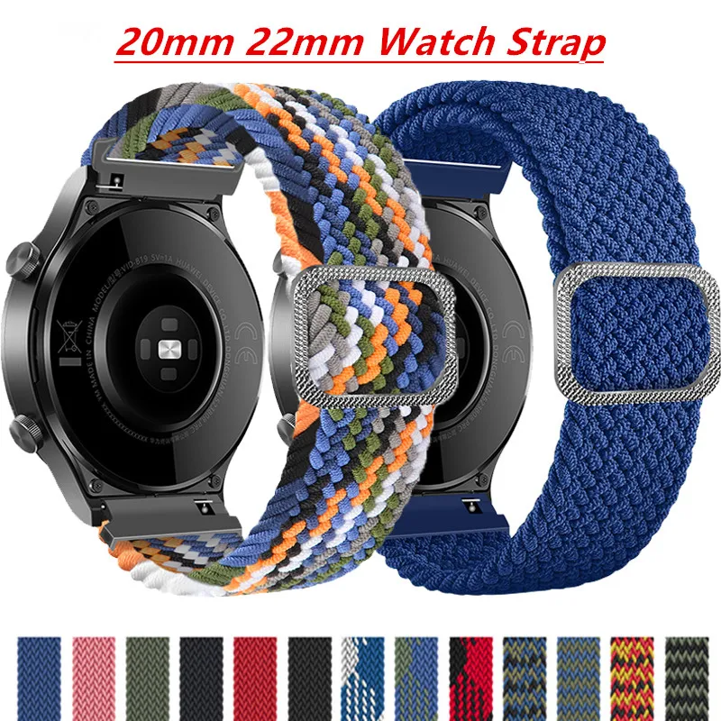 

Ремешок нейлоновый для наручных часов, Плетеный Регулируемый браслет для Samsung Galaxy watch 4 42/46 мм Gear S3 Active2 Amazfit BIP Huawei, 20 мм 22 мм