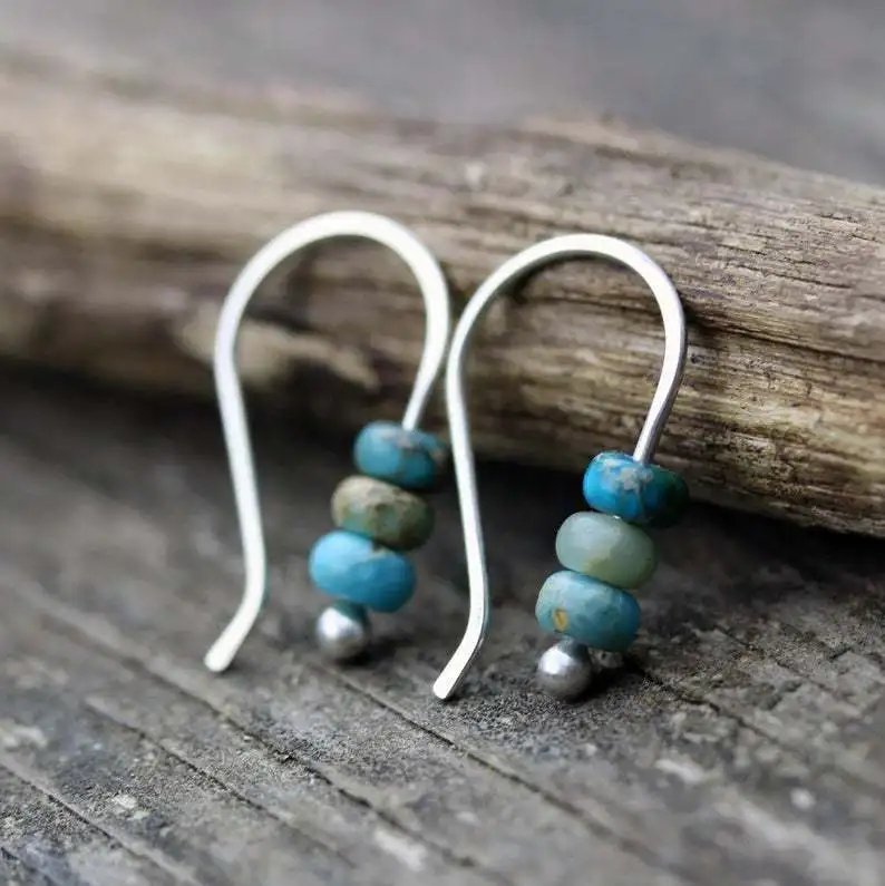 

DEAR-LIFE Handmade beaded turquoise earrings vintage beaded snowflake pine earrings fashion with ethnic style accessories