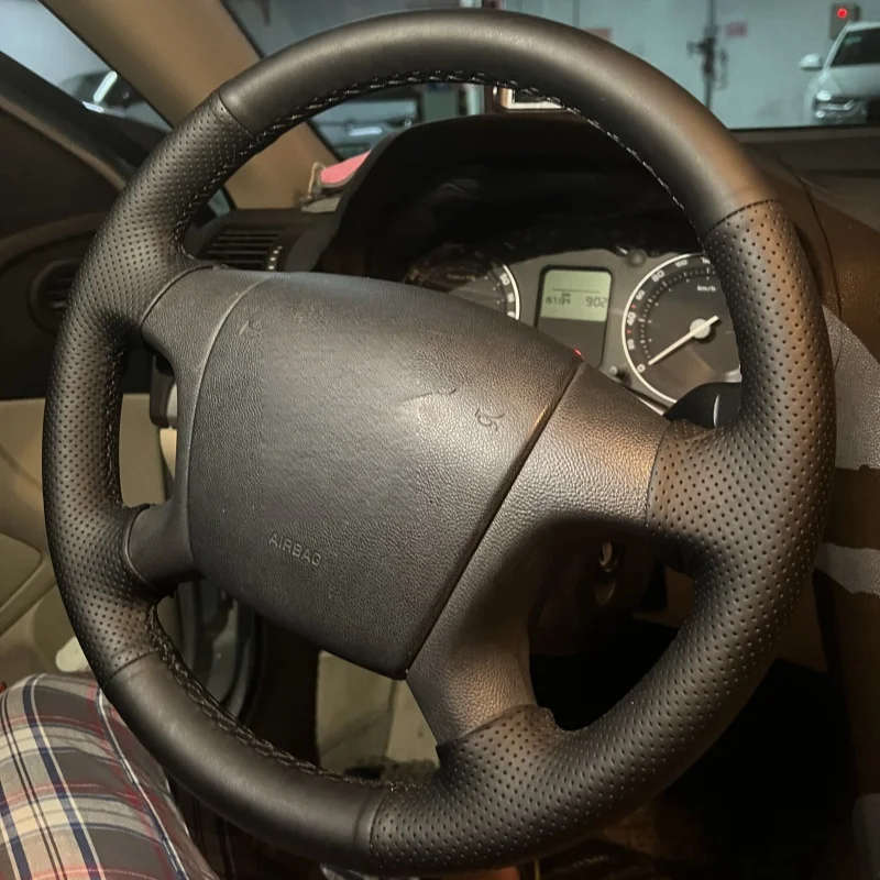 Автомобильный чехол на руль Тесьма искусственная кожа для старой Skoda Octavia 2005-2009