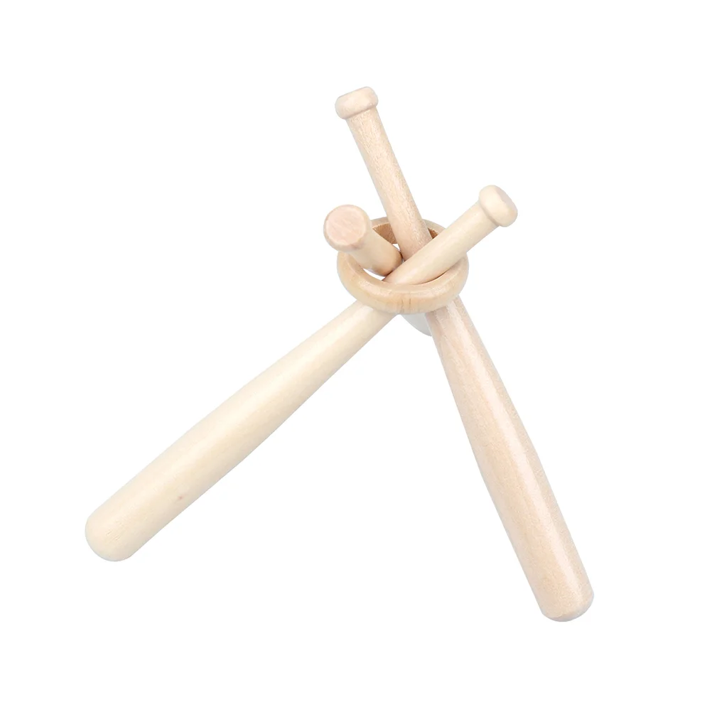

4 Sets Wooden Mini Baseball Bat Shape Placement Bracket Baseball Stand Display Holder Rack Support Base (A Set Includes 3