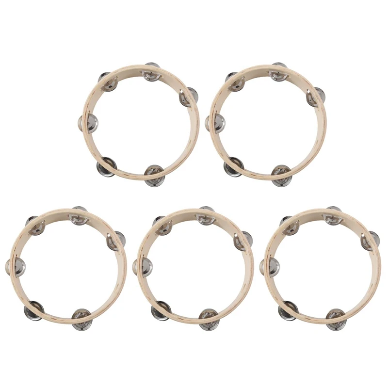 

5X 8 Inch Musical Tambourine Tamborine Drum Round Percussion Gift For KTV Party