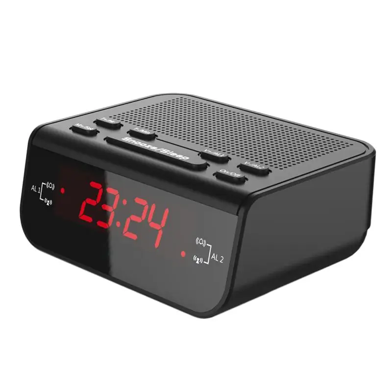

FM Digital Alarm Clock Radio with Sleep Timer FM Radio LED Display Snooze Dual Band Storage Stations AM/FM with EU Plug
