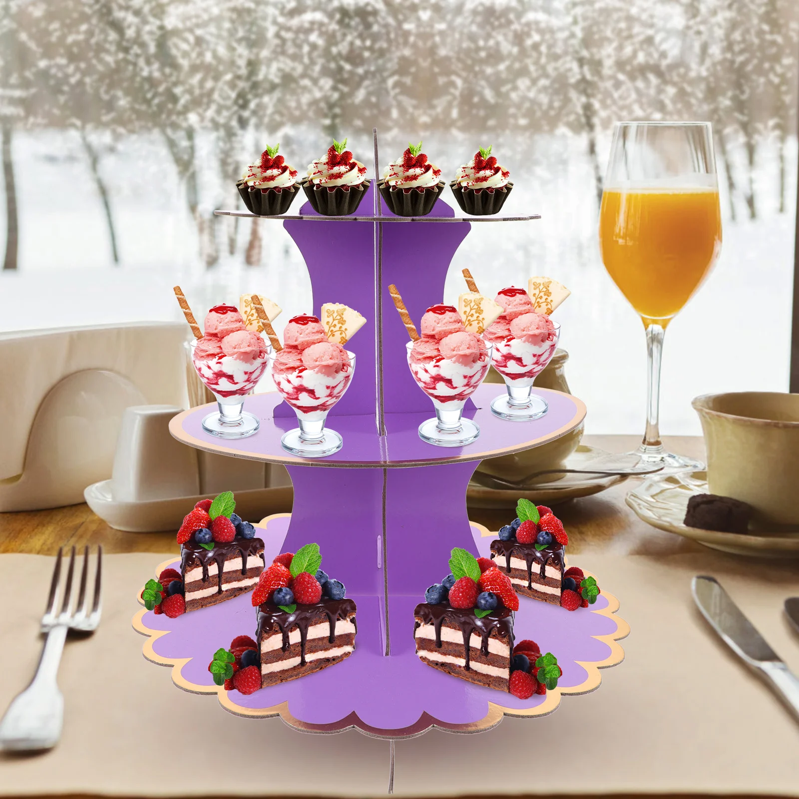 Трехъярусная подставка для торта декор полки дисплея трехуровневый