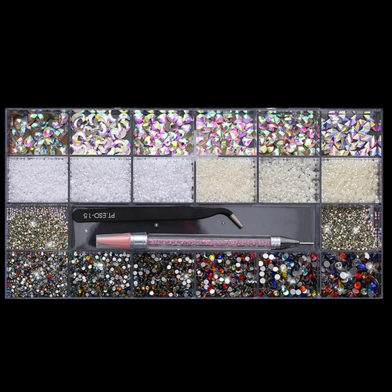 

Nail Rhinestones Set Multi Shapes Crystal Gems Diamonds for Nails Art Decoration K3NE