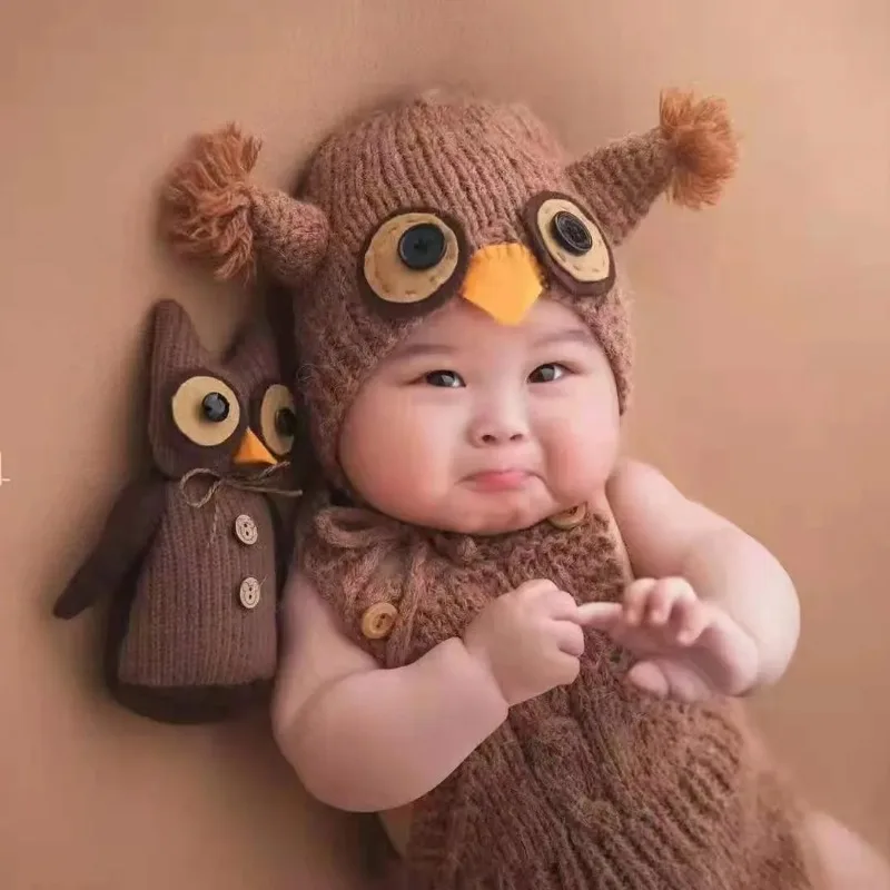 

Детский вязаный крючком милый кукольный головной убор в виде совы 3 шт. детский реквизит для фотосъемки реквизит для студийной фотосъемки новорожденных