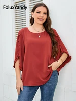 ruffles women half sleeve plus size blouse casual o neck loose summer blouse cnfs92