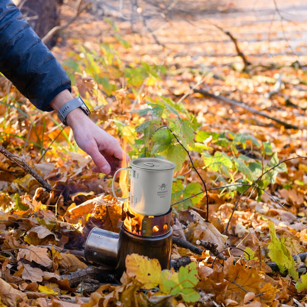 420 мл титановая чашка со складными ручками легкая для воды походов кемпинга