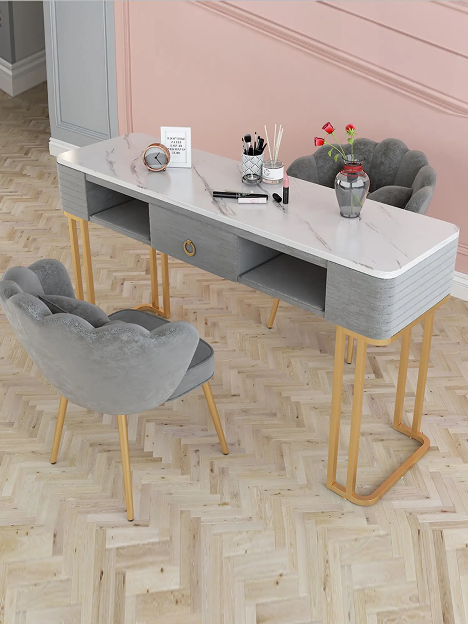 Профессиональный стеклянный Настольный скандинавский туалетный столик