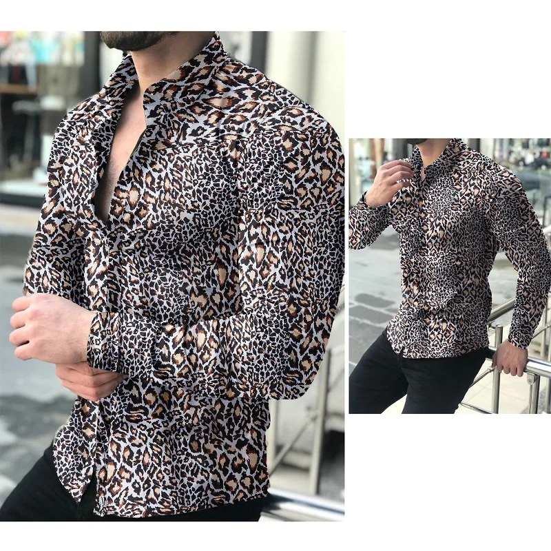 

Fashion Leopard Long Sleeve Hawaiana Shirts 2021 Autumn Hot Sell New Men Vintage Beach Shirt Mens Oversized Casual Tops Koszula