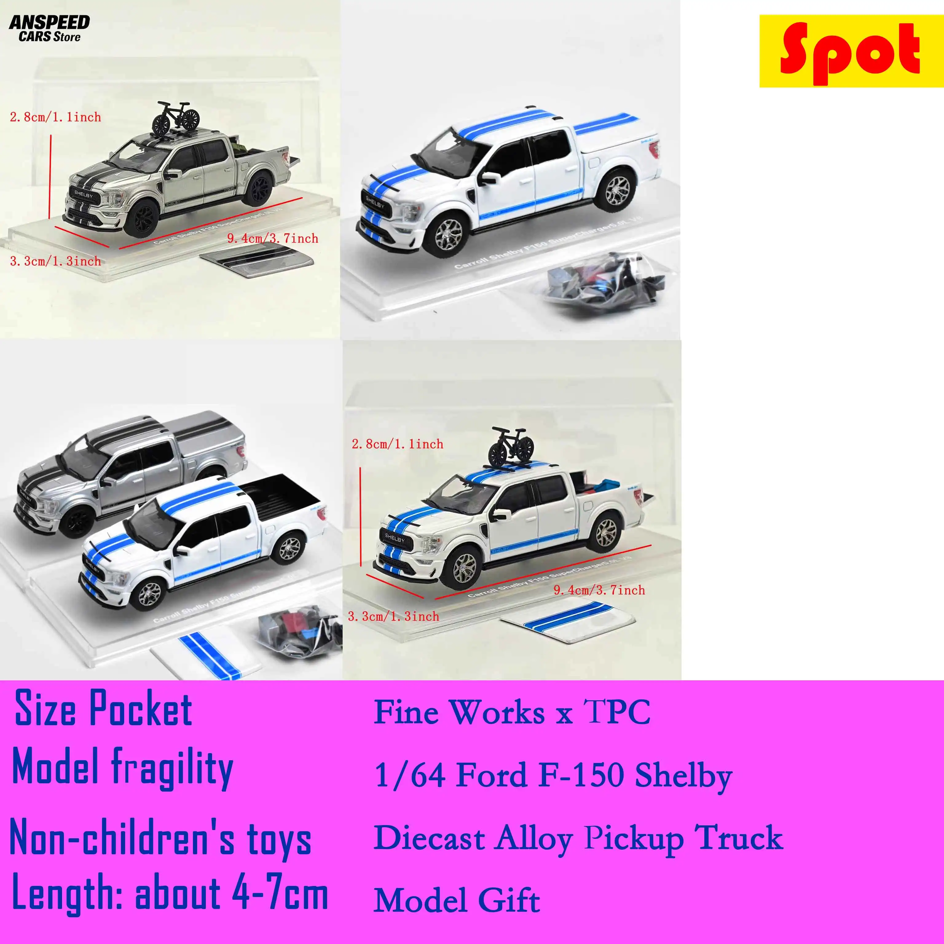 Фото Коллекционная модель пикапа Ford F-150 Shelby Fine Works x TPC 1/64 из литого сплава, подарок №1