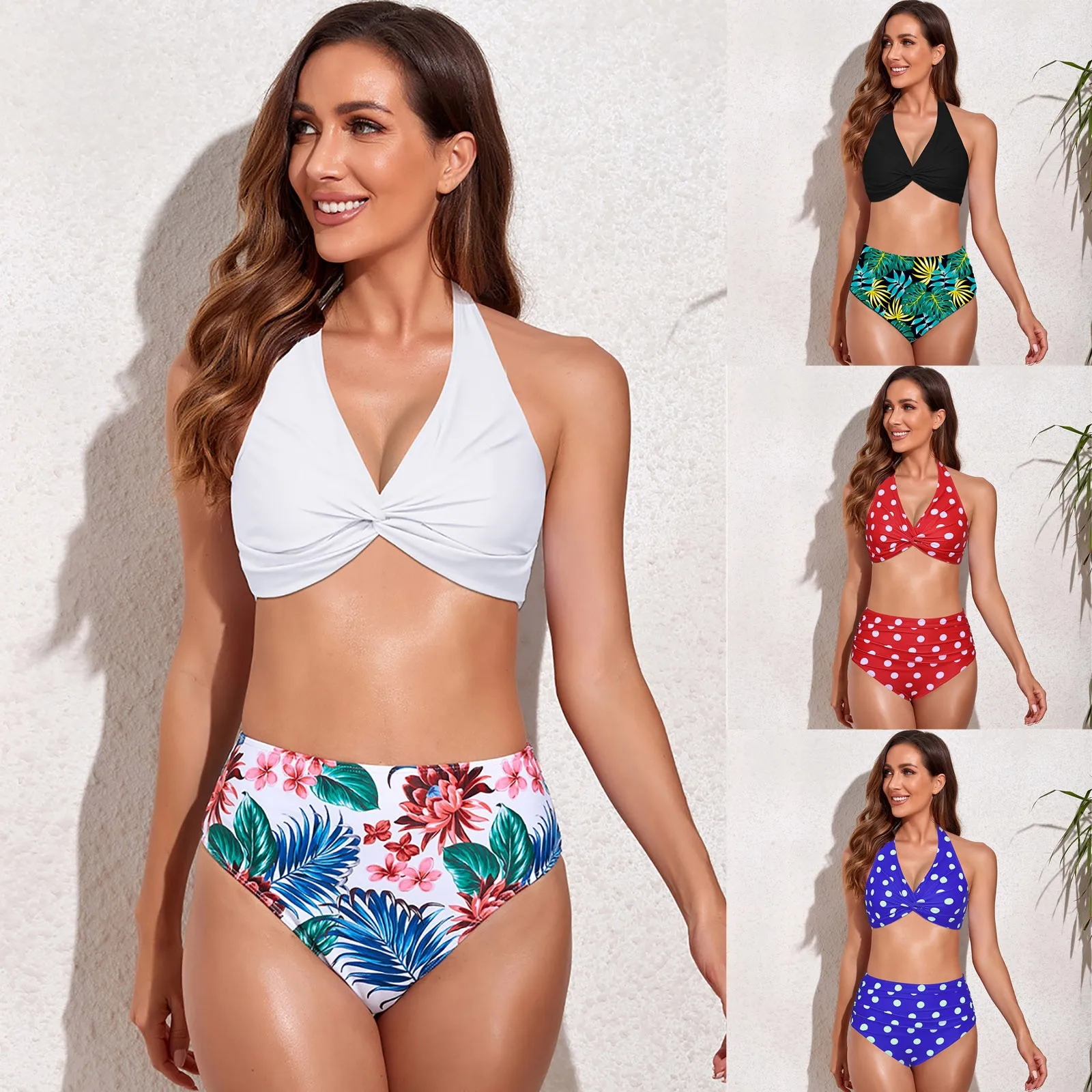 

Board Shorts Women Women's Split Swimsuits Chest Knotted Floral Dot Print Beach Bikini Swimwear Fashion Skirt Set for Women