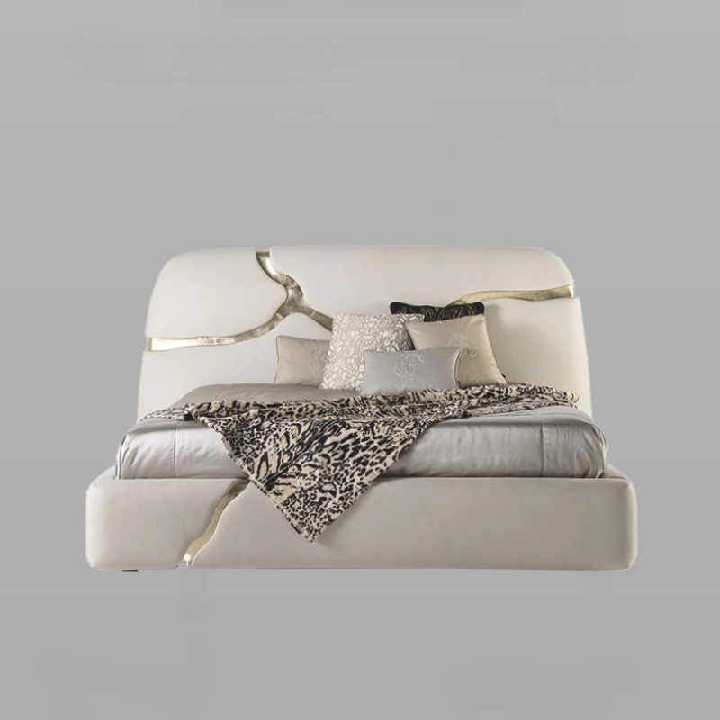 Европейская двуспальная кровать кожаная спальня современная размера queen-size