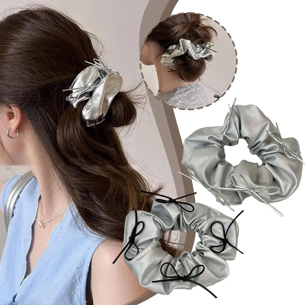 Металлические резинки для волос y2k серебристого цвета среднего размера милый