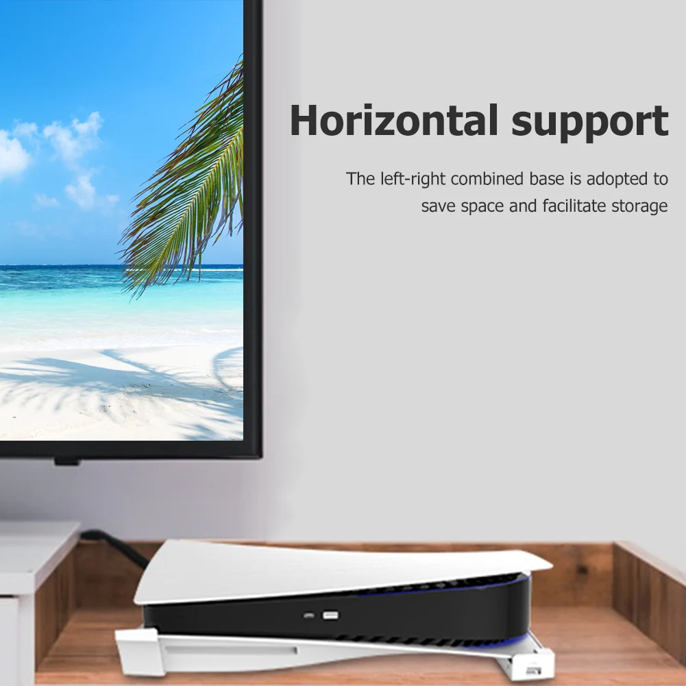 

Game Host for PS5 Console Holder PS5 Horizontal Bracket Stand Base 4 USB Port for Playstation 5 Disc/Digital Editions Accessory