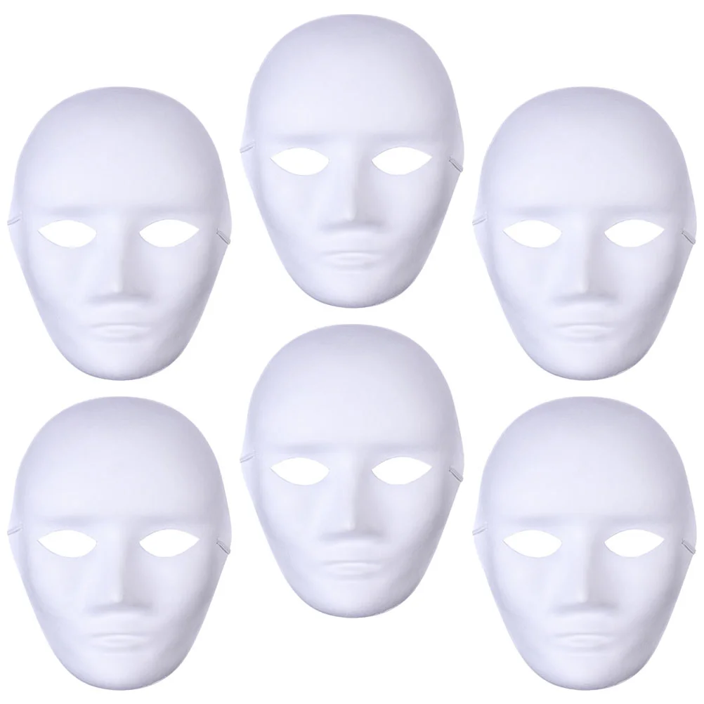 

6 Pcs Blank Mask Party Decor Unpainted The White Masquerade Women Masks Adults Bulk Pulp Cosplay DIY
