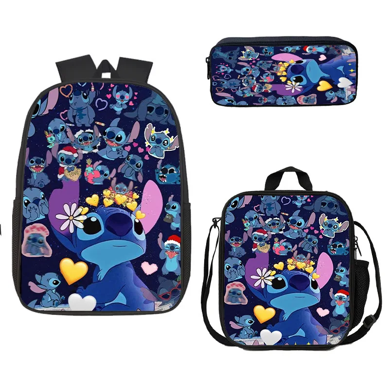 

3Pcs/Set Disney Original Cute Stitch Schoolbag Girl Princess Female Class Princess Backpack Girlfriend Gift