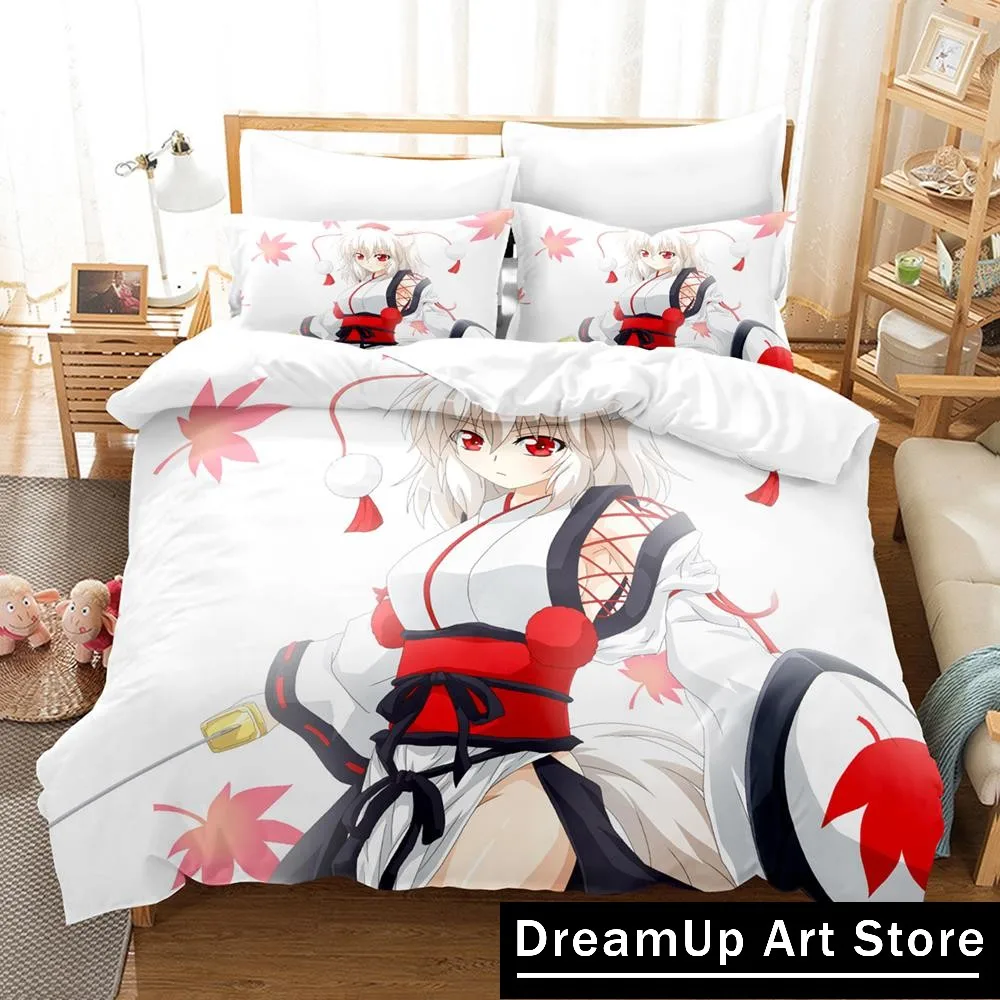 Фото Комплект постельного белья Kawaii Inubashiri Momiji Touhou, одинарный, полный, Queen King Size, комплект постельного белья для взрослых и детей, пододеяльник для спальни, аниме №2