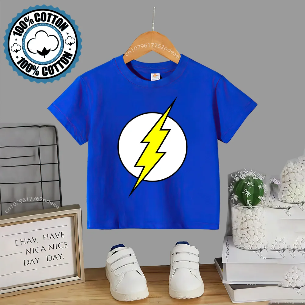 Детский хлопковый джемпер с коротким рукавом принтом