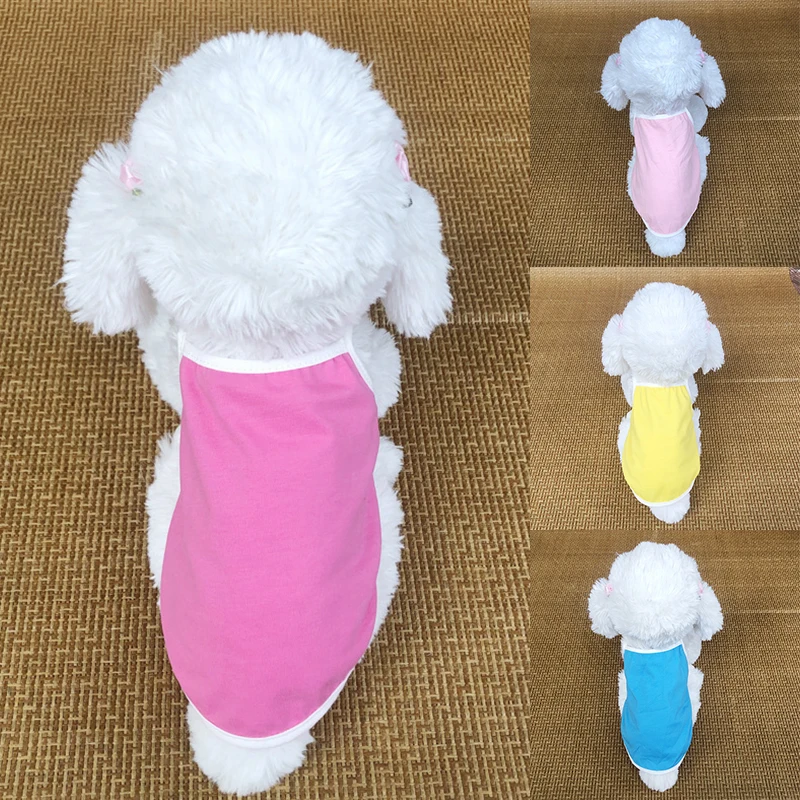 

New Summer Pet Clothes for Small Medium Dogs Pure Cotton Dogs T-Shirt Solid Color Blank Dog Vest Clothes Cat Bottoming T Shirts