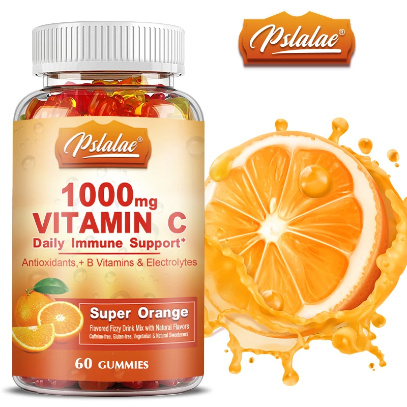 

Витамин C, 1000 мг, жевательные резинки-Мультивитамин с электролитами, иммунная поддержка для кожи, аромат апельсина-без ГМО-60 жевательных резинок