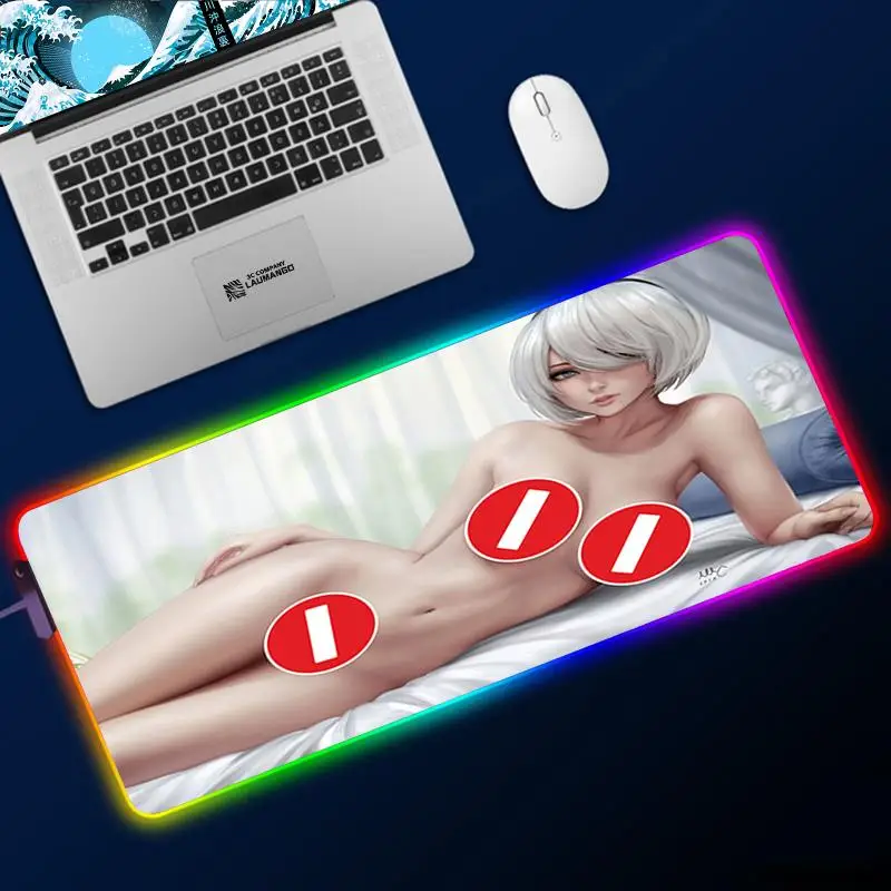 Игровой коврик для мыши Nier Automata компьютерный с RGB подсветкой компьютерные
