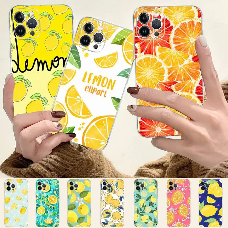 

LVTLV Summer Fruit Lemon Phone Case For iPhone 8 7 6 6S Plus X SE 2020 XR XS 14 11 12 13 Mini Pro Max Mobile Case