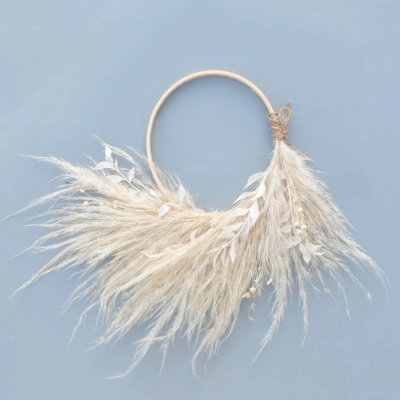

Natural Pampas Dried Flower Wreath For Home Decor Boho Decor Pampas Grass Phragmites Garland, Wedding Decoration