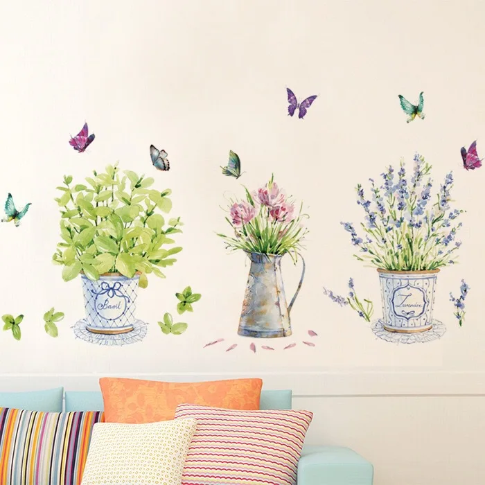 

Potted Butterfly Modern 3D Bedroom Living Room Warm Decoration Adhesive Backing Small Fresh Wall Decal