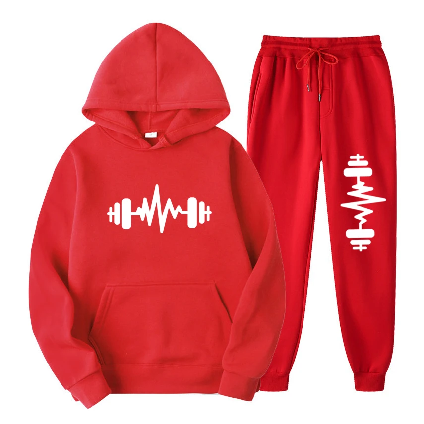New Fashion Couple Couple Sports Casual Sweater Set Printed Hoodie and Pants Set Men Women Sportswear Jogging Wear
