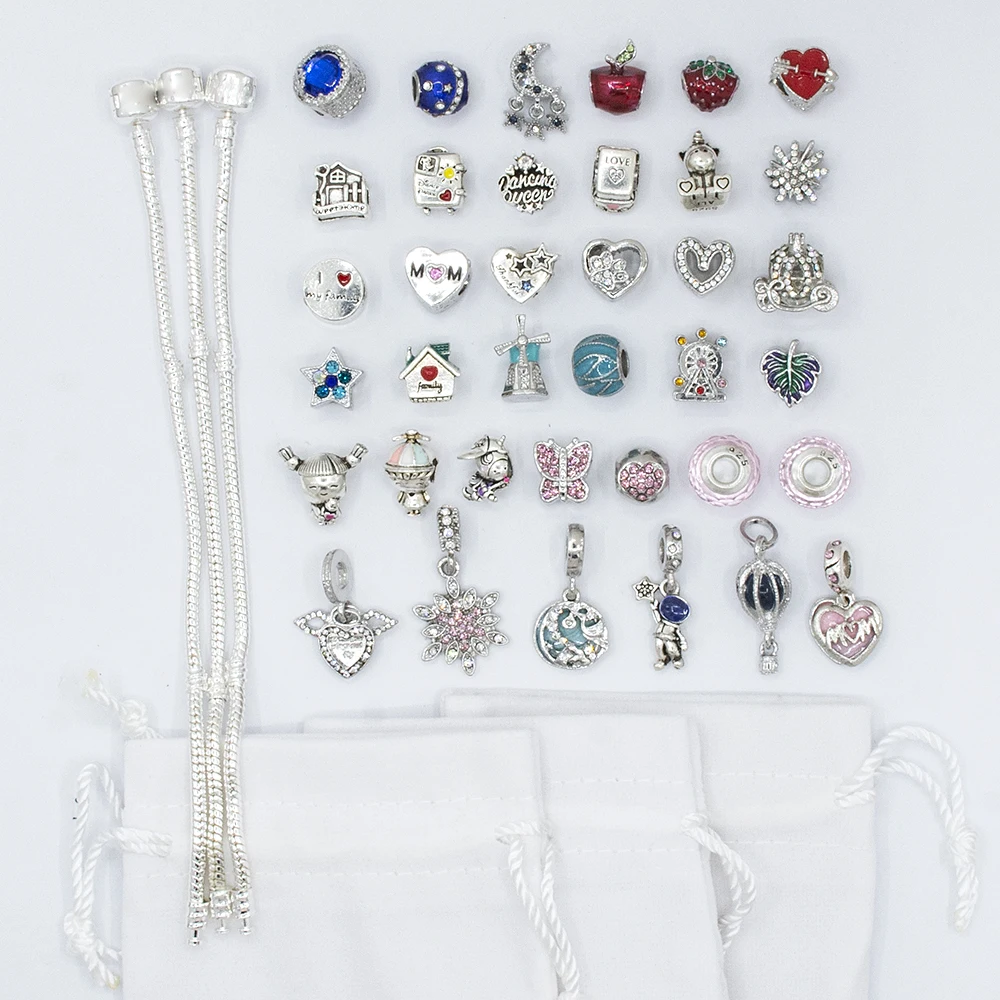 

DIY 3 bracelets + 37 charm beads + 3 cloth bags