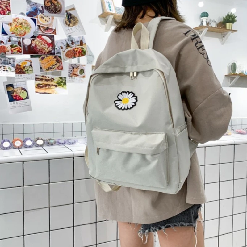 Фото Маленький школьный рюкзак с маргаритками для девочек-подростков Холщовый