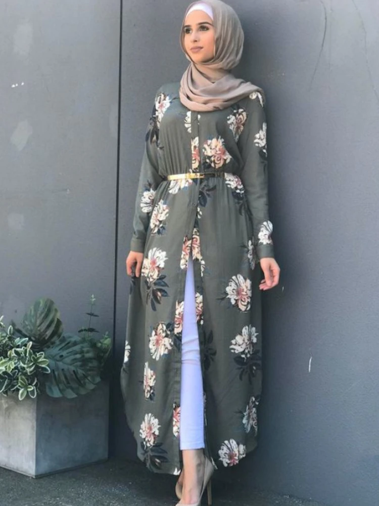 Abaya платье марокканские женщины мусульманская Abaya s Дубай Largos цветочный принт Турция ислам кафтан длинное платье платья Рамадан