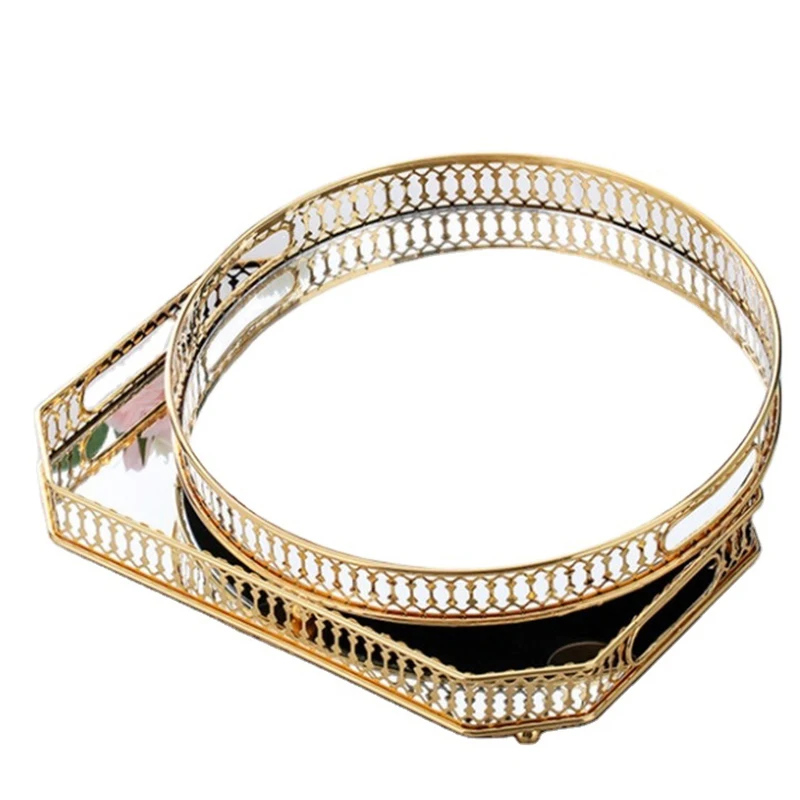 

Металлическое блюдо для пирога в скандинавском стиле, зеркальный поднос для красного вина, поднос для хранения конфет и десертов, домашнее ...