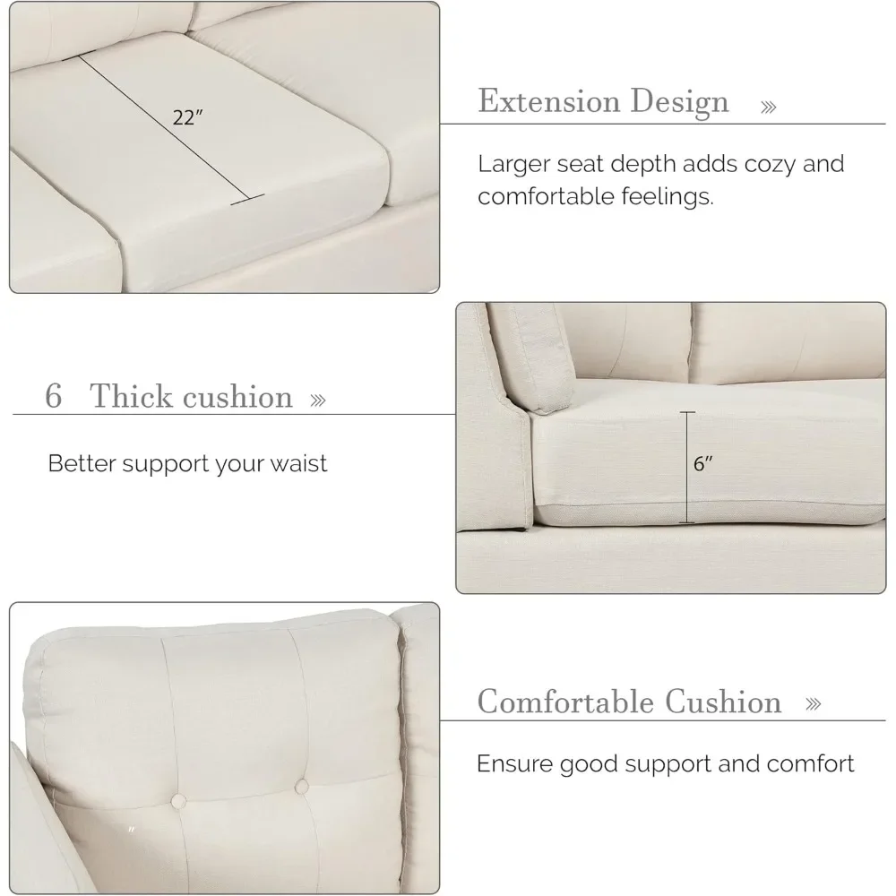 4-местный модульный диван L-образной формы удобный льняная ткань наборы мебели