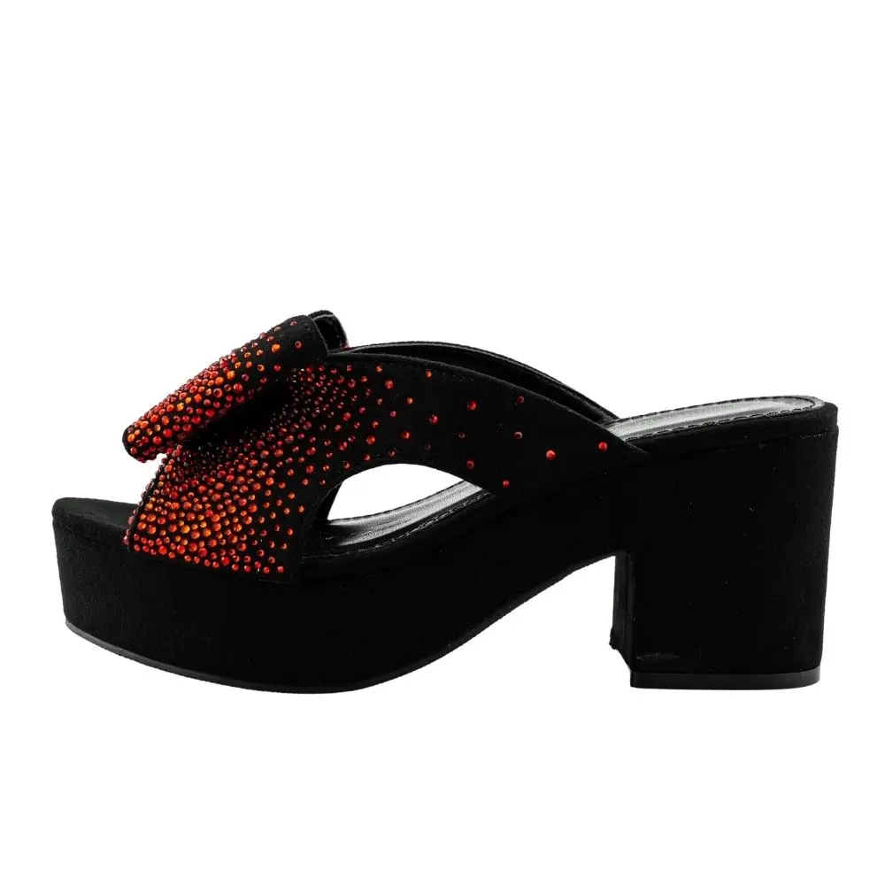 Top Brand Designer Pumps Heels High Quality Bling Bling Women Sandals Summer Mules 3CM Playform Chunky High Heels for Women NEW