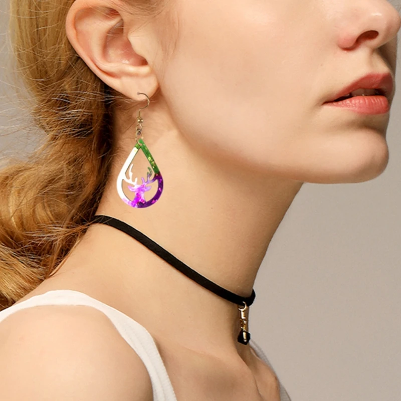 

652F DIY Crafts Jewelry Mold Xmas Earring Pendant Mould Epoxy Resin Mold Handmade Earrings Eardrop Danglers Silicone Mould