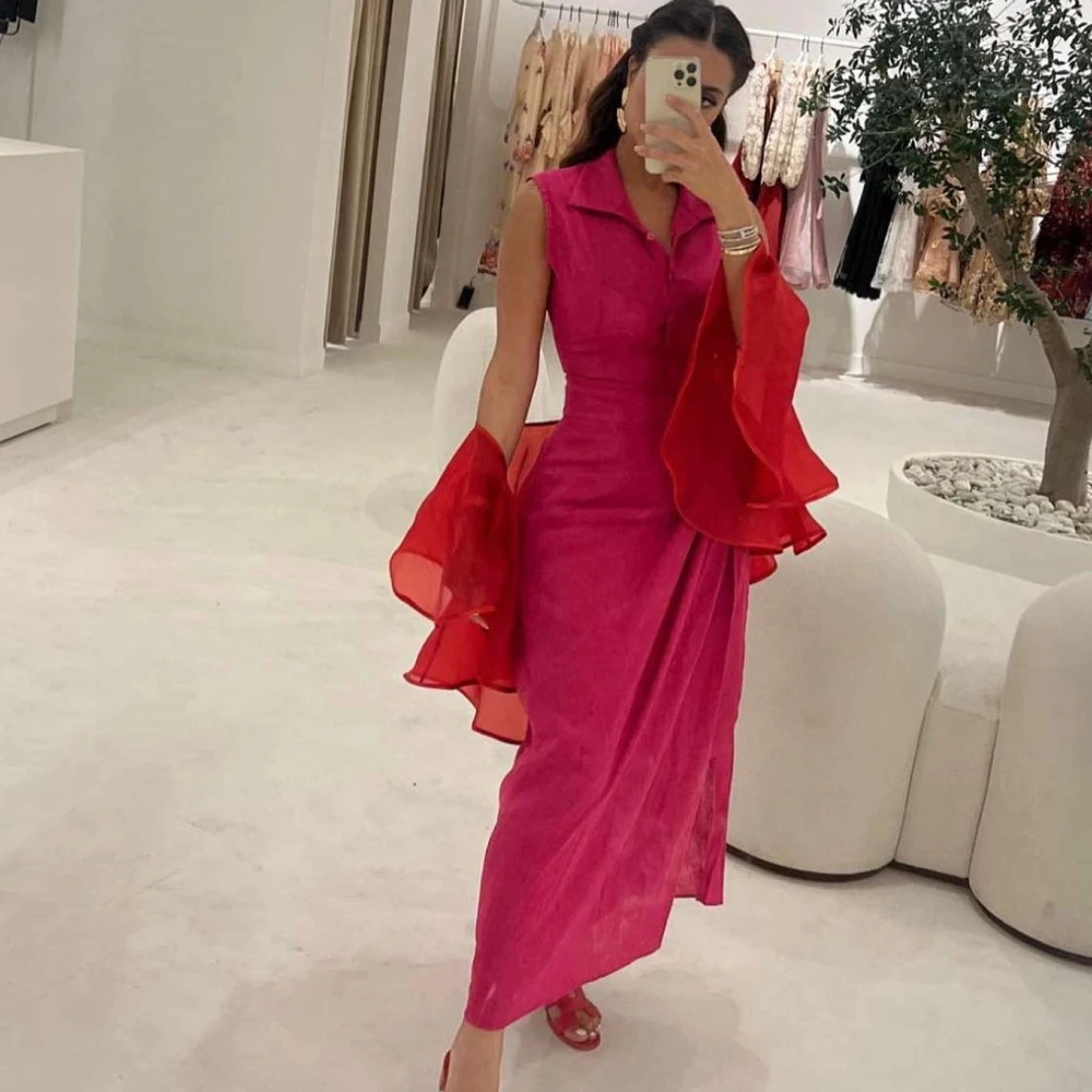 

Carolina V-Neck Evening Dresses Women Saudi Arabia Satin Mermaid Sleeveless Vintage Wedding Guest Elegant Formal Party Gowns