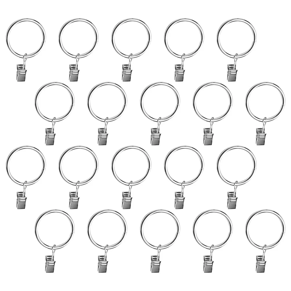 

20 Pcs Curtain Pole Rings Shower Window Drapery Hangers Clips Iron Hanging Rods