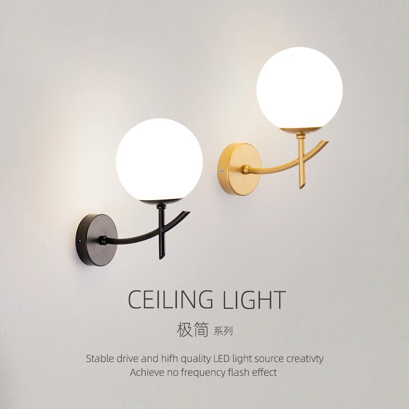 

Креативная светодиодная настенная лампа в скандинавском стиле, современный простой прикроватный светильник для спальни, украшение для гос...