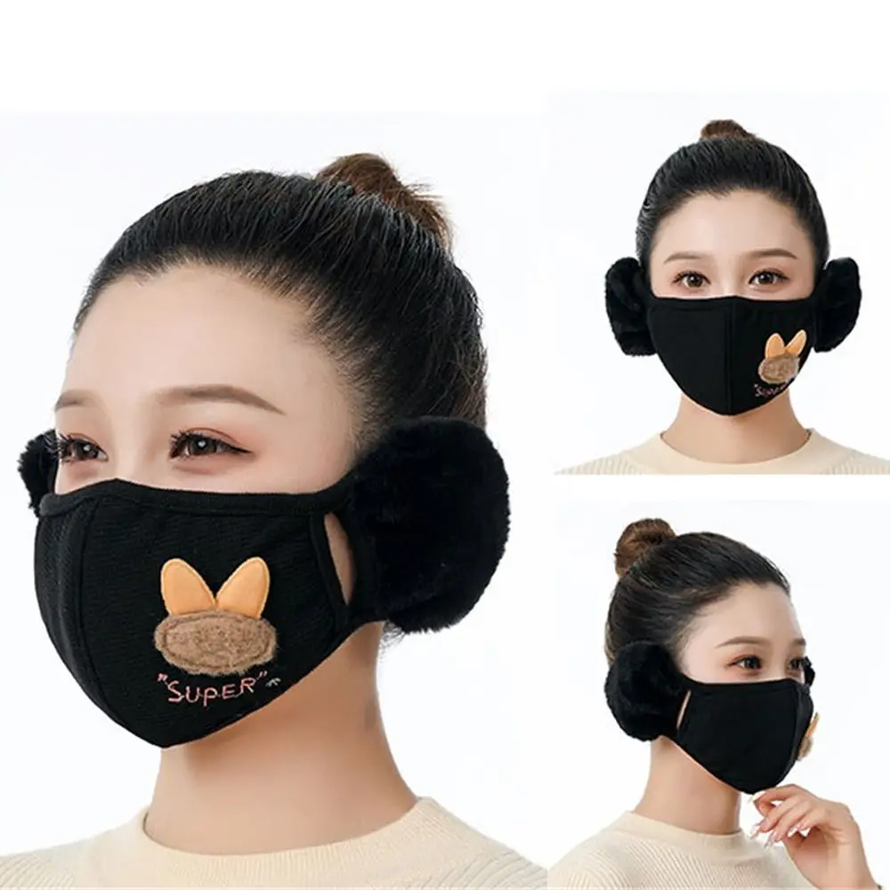 

Women Cute Catoon Warm Cold-proof Earmuffs Winter Windproof Mouth Cover Female Outdoor Mask Cycling Breathable Ear Warmer