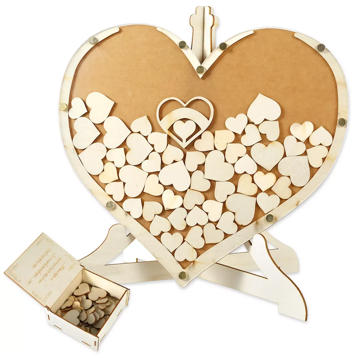 

NEW IN Wedding Guest Book Wooden Heart Shape Guest Book Drop Box Rustic Sweet Heart Wooden Drop Box 3D Guestbook Wedding Decorat