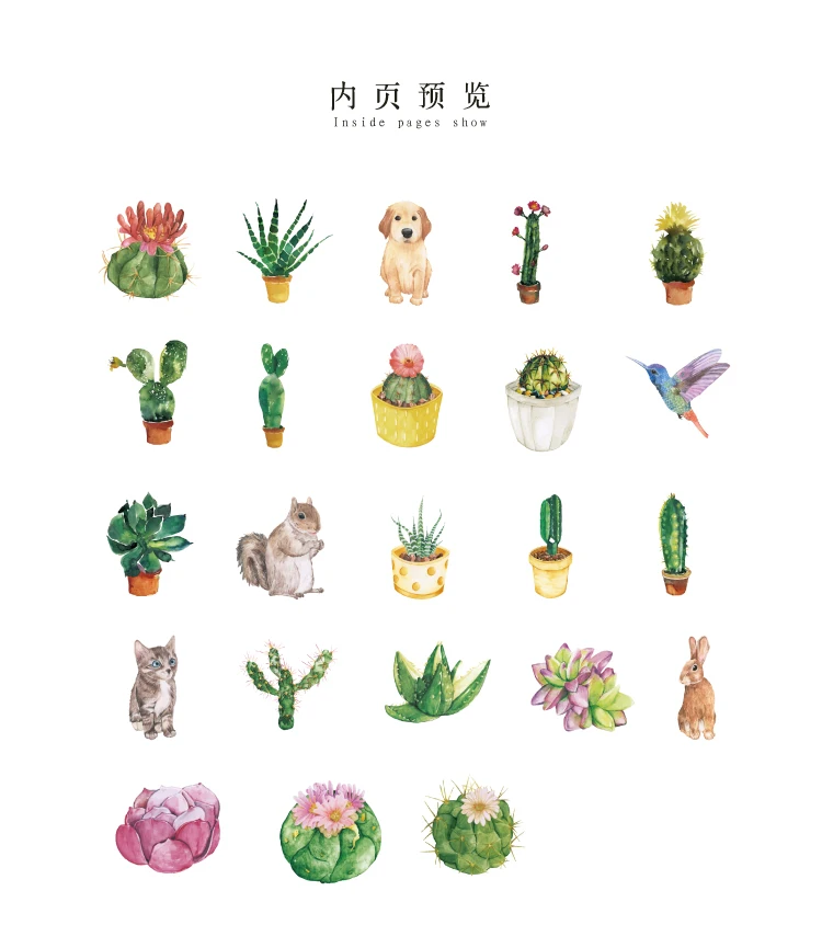 

46pcs Box sticker Cactus bird cute squirrel Stationery Stickers Sealing Label Diary Planner Albums Decoration Scrapbooking