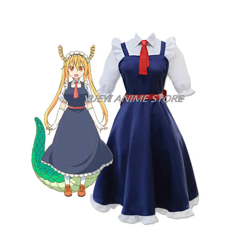 

Anime Miss Kobayashi's Dragon Maid Tohru Cosplay Costume Kobayashi san Chi no Maid Dragon Costume blue black dress