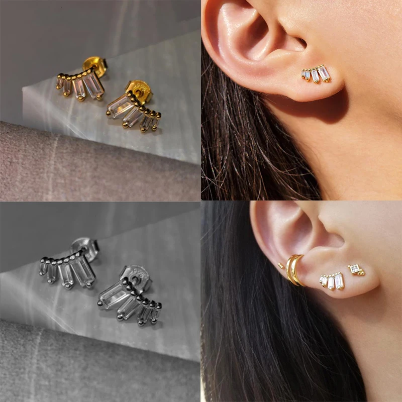 

S925 Silver Exquisite Crystal Zircon Small Simple Fashion Earrings Jewelry Ladies Fashion Jewelry Trend Ins Same Earring Gift