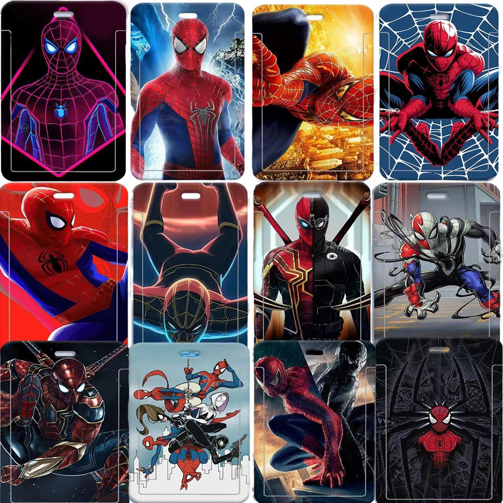 

Disney Marvel Lanyard Card Sleeve Anime Figure Spiderman ABS Campus Hanging Neck Bag Lanyard ID Card Holders Children's Toy Gift