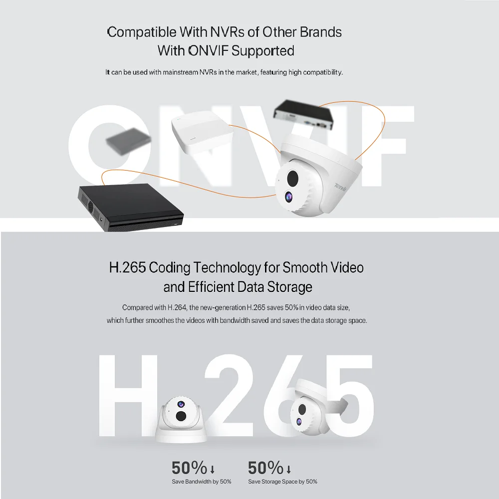 Tenda 4MP PoE Conch Security Camera IC7-PCS Night vision HD Full-Color Standard power H.265 + программирование протокол ONVIF