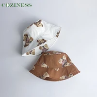 baby hat thin section outdoor sun protection child fisherman baby shading hats cartoon teddy bear cotton personality kids cap