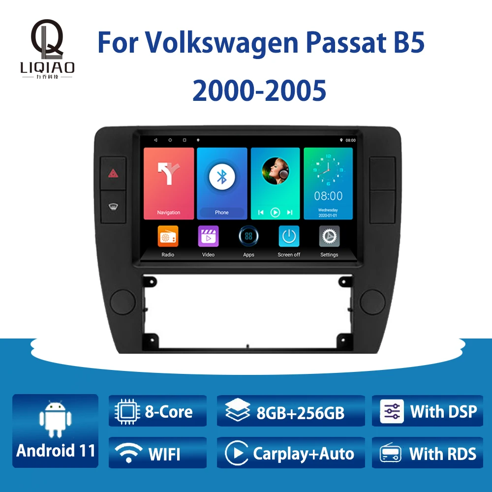 

LIQIAO Car Radio For Volkswagen Passat B5 2000-2005 Carplay Multimidia Video Player Navigation GPS Auto View Camera Bluetooth BT